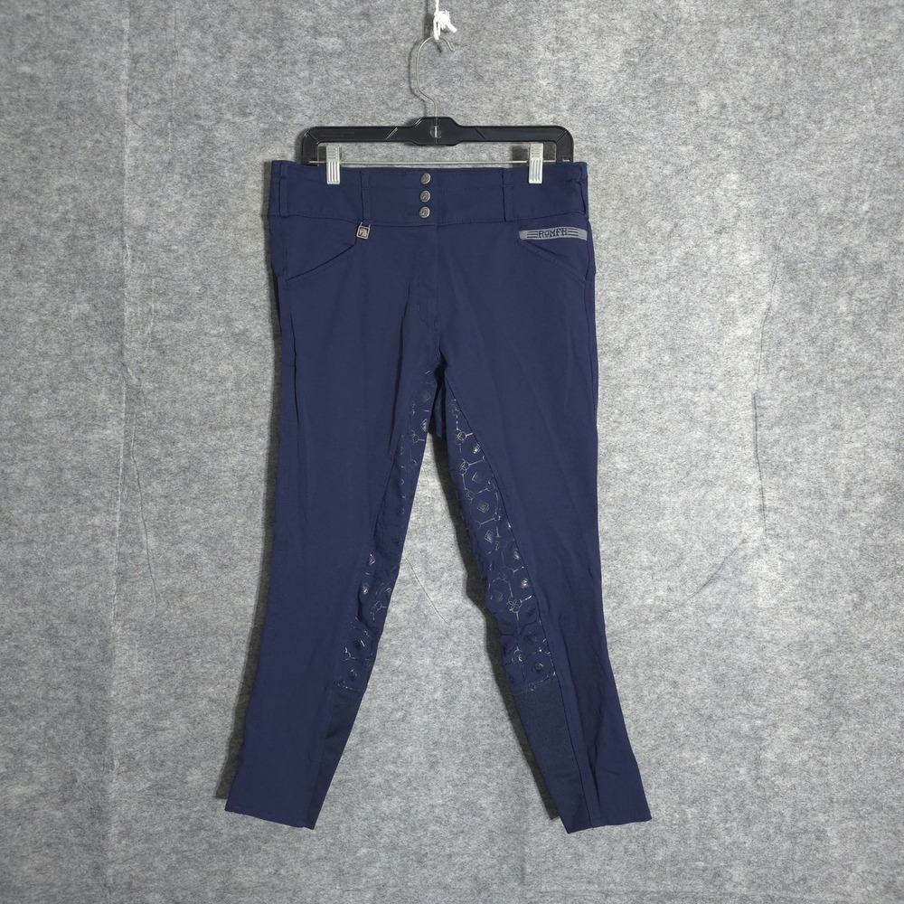 Romfh Equestrian Breeches Womens 32R Navy Full Seat Silicone Grip Riding Pants